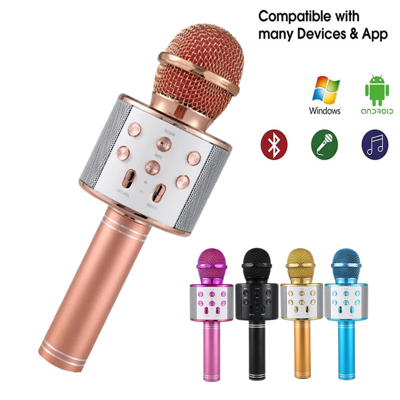 

Ws858 Wireless Microphone Handheld Bluetooth-compatible Microphone Speaker 800mah Karaoke Ktv Player for Android Smart Phones