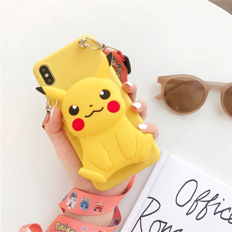 

Anime Pokemon Phone Case Coin Purse Pikachu Accessories Cartoon Cute Apply Iphone14Promax 13 12 11 Xsmax Xr Anti-Drop Girls Gift