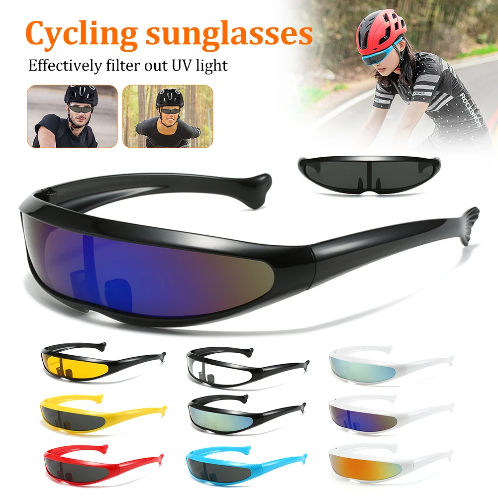 

Новинка, футуристические зеркальные солнцезащитные очки Alien, модные очки, реквизит, забавные и стильные, идеально подходят для езды на велосипеде или любого искусства