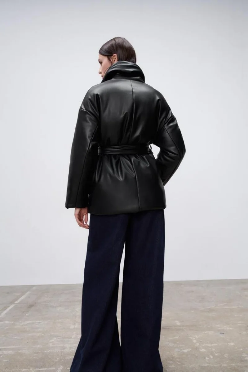 Autumn Women's Parkas New Trend Long Sleeved Mid-length Leather Suit Cotton Womens Coat