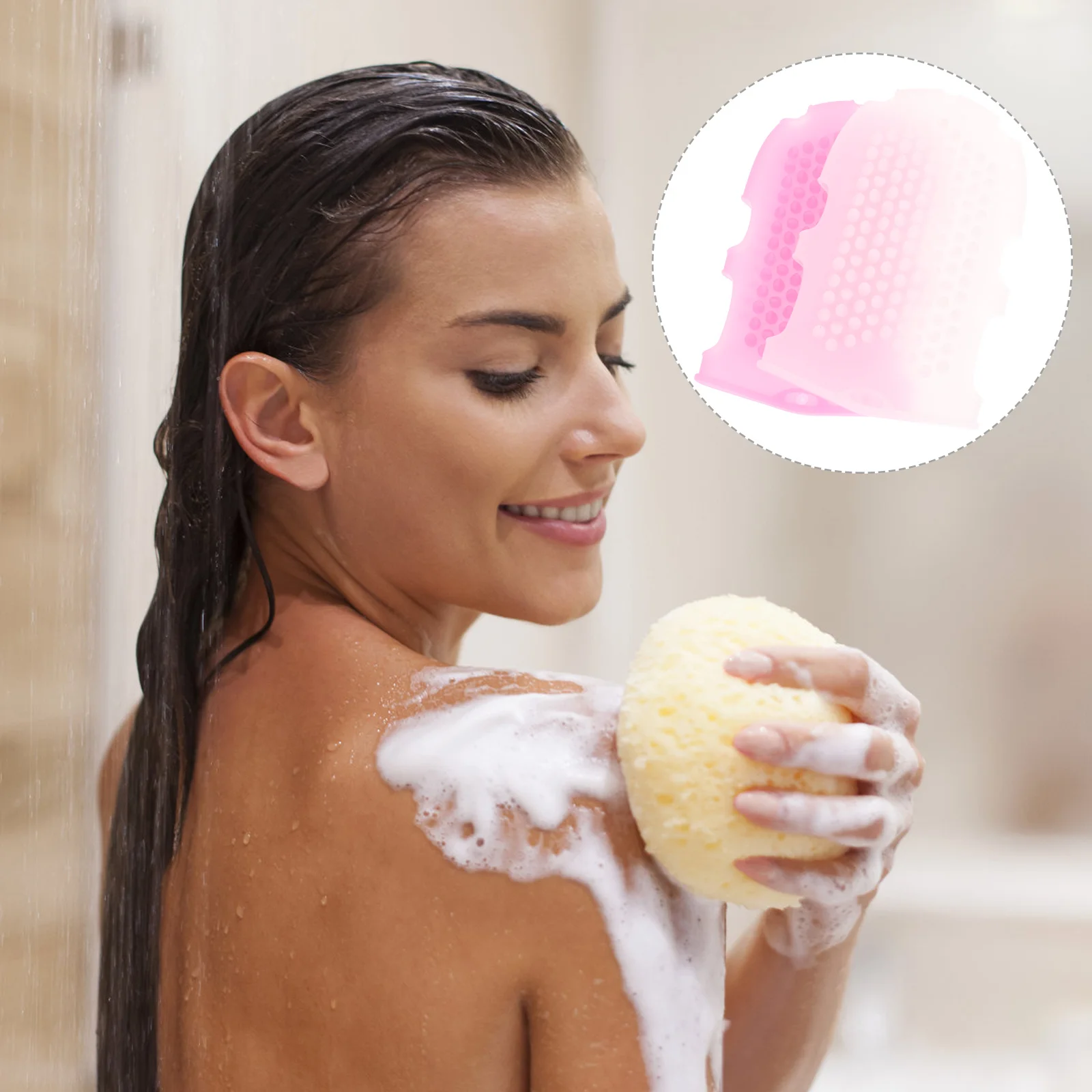 

Bath Brush 2Pcs Silicone Body Brushes Back Brushes Cleansing Scrubbers for Home Bathroom ( )