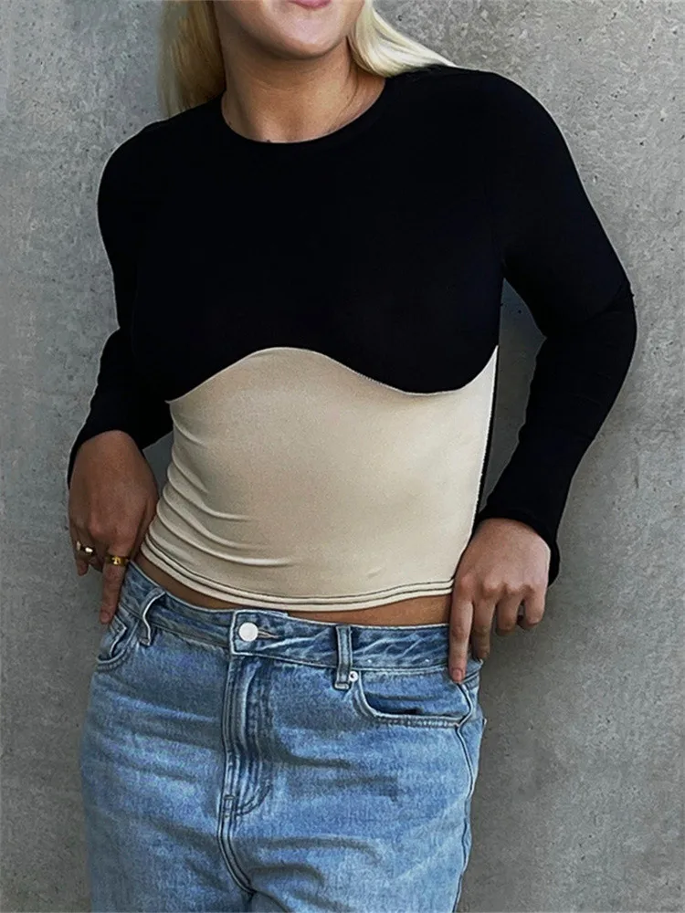 

Женская футболка с длинным рукавом, с круглым вырезом