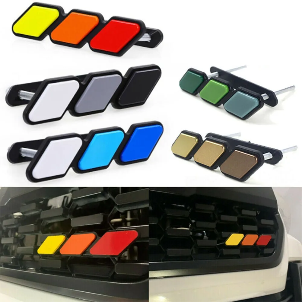 

Tri-color 3 Grille Badge Emblem For Toyota Tacoma 4Runner Tundra Rav4 Highlande Modified Decorative Strip Of Air Inlet Grille