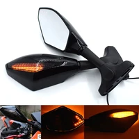 universal motorcycle withled turn signal side rearview mirror for kawasaki zx14zzr1400 2006 2011 er6f 2006 2008