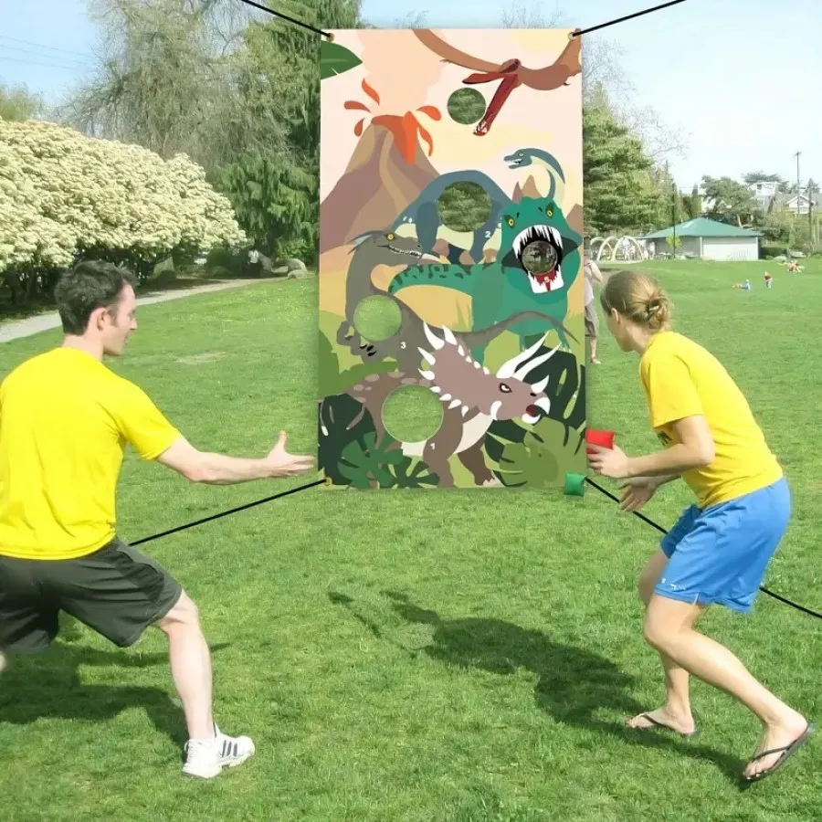 1 Набор креативный баннер для игр в виде динозавров с 3 мешками песка