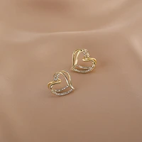 wholesale earrings fashion jewelry 2021 stainless steel earrings ladies korean fashion design double hollow love earrings