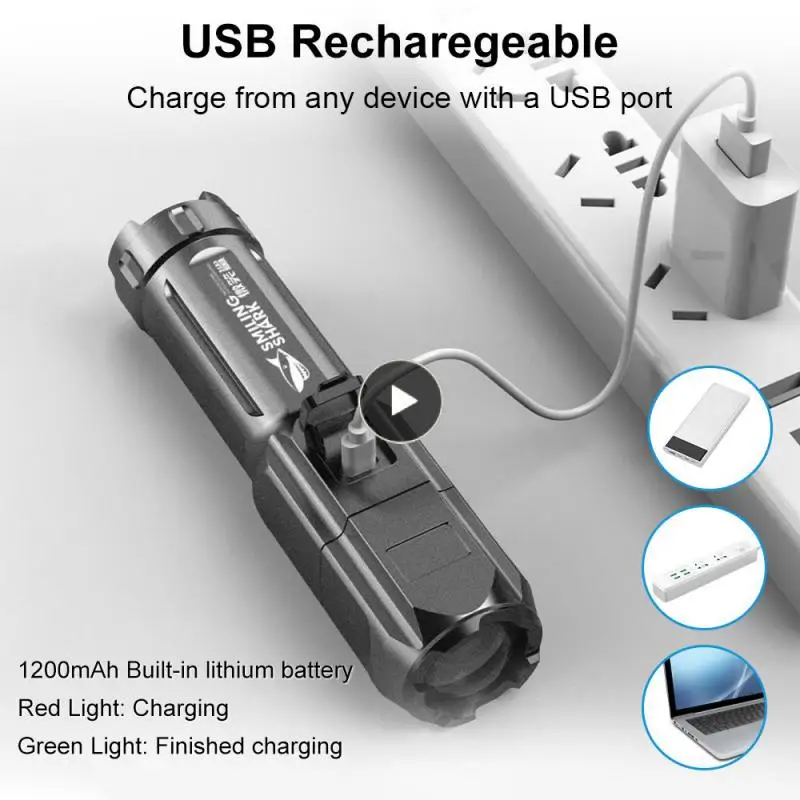 

High Capacity Lithium Battery Electric Torch Portable Flashlight Multi-stage Heat Dissipation Torch Multi-focus Compact