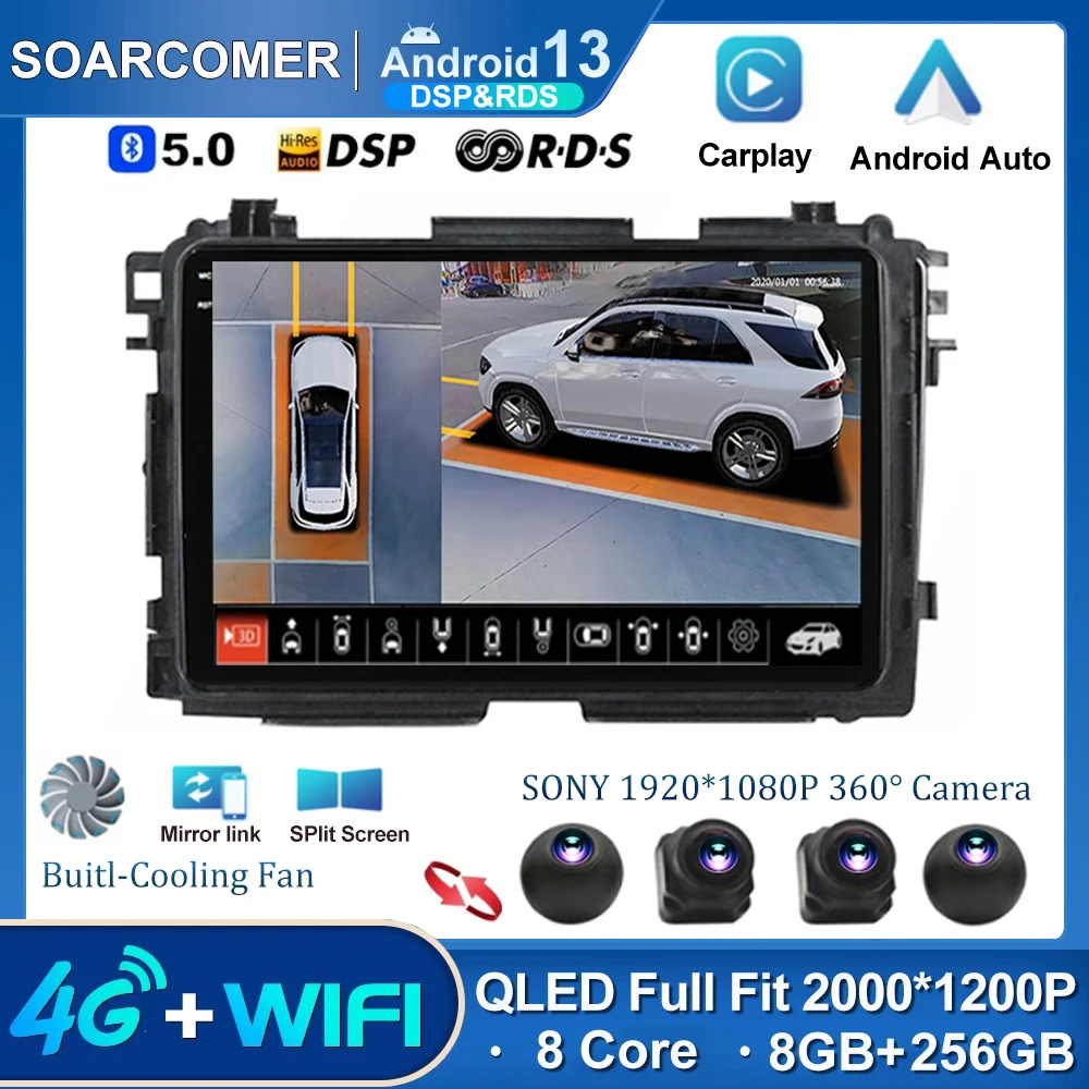 Android 13 для Honda Vezel HR - V HRV HR V XRV 2015 - 2020 Автомагнитола мультимедийный видеоплеер навигация GPS Carplay No 2din DVD