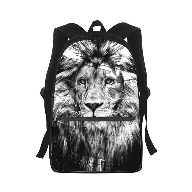 Свирепая иллюстрация Лев Мужчины Женщины Рюкзак 3D принт Модная студенческая