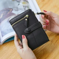 1 pc korean short stitching women wallet pu leather hasp zipper small coin purses multi card holders money bag clip clutch