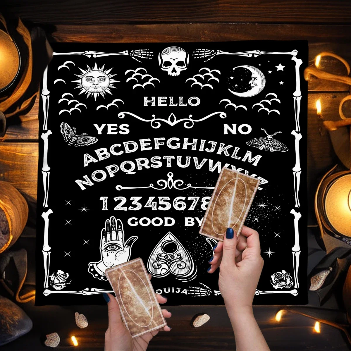 Ouija Board Tarot Card Tablecloth Gothic Moon Wicca Altar Cloths Mystical Pagan Table Cover Home Room Decor