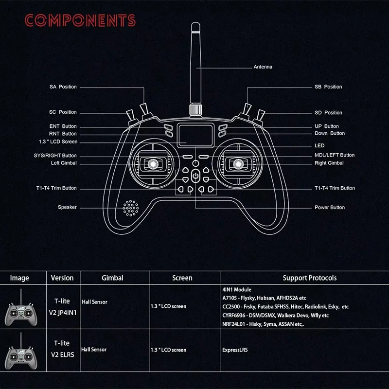 Jumper T-Lite V2 Пульт дистанционного управления RC Модель ELRS JP4IN1 Датчик Холла Подвески