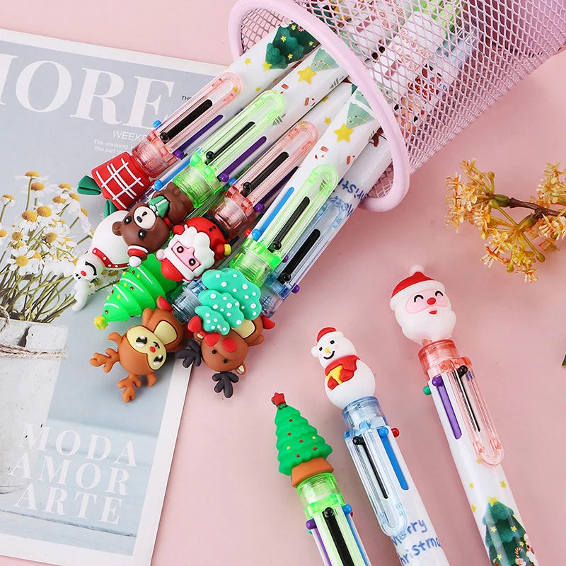 

1pc 6 Colors Cute Christmas Ballpoint Pen Cartoon 0.7MM Ball Pen Office School Writing Supplies Pen Stationery Random Style