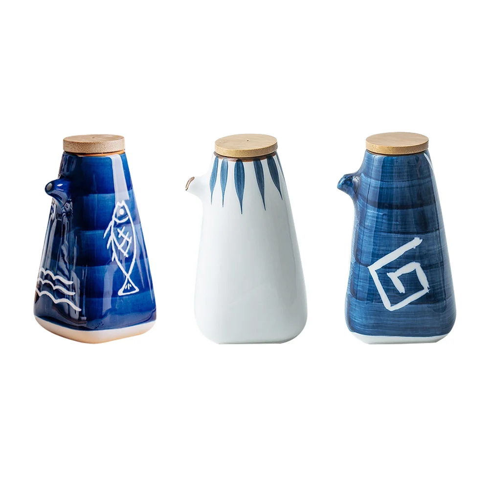 

3 Pcs Honey Jar Large Spice Containers Lidded Sauce Soy Bottles Dispenser Ceramic Seasoning Holder Decorative Vinegar Pot