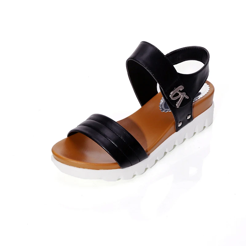 

Women's Open Round Toe Sandals 2022 Summer New Simple Design Solid Color Faddish Trendy Soft Comfy Wedge Heel Beach Sandals