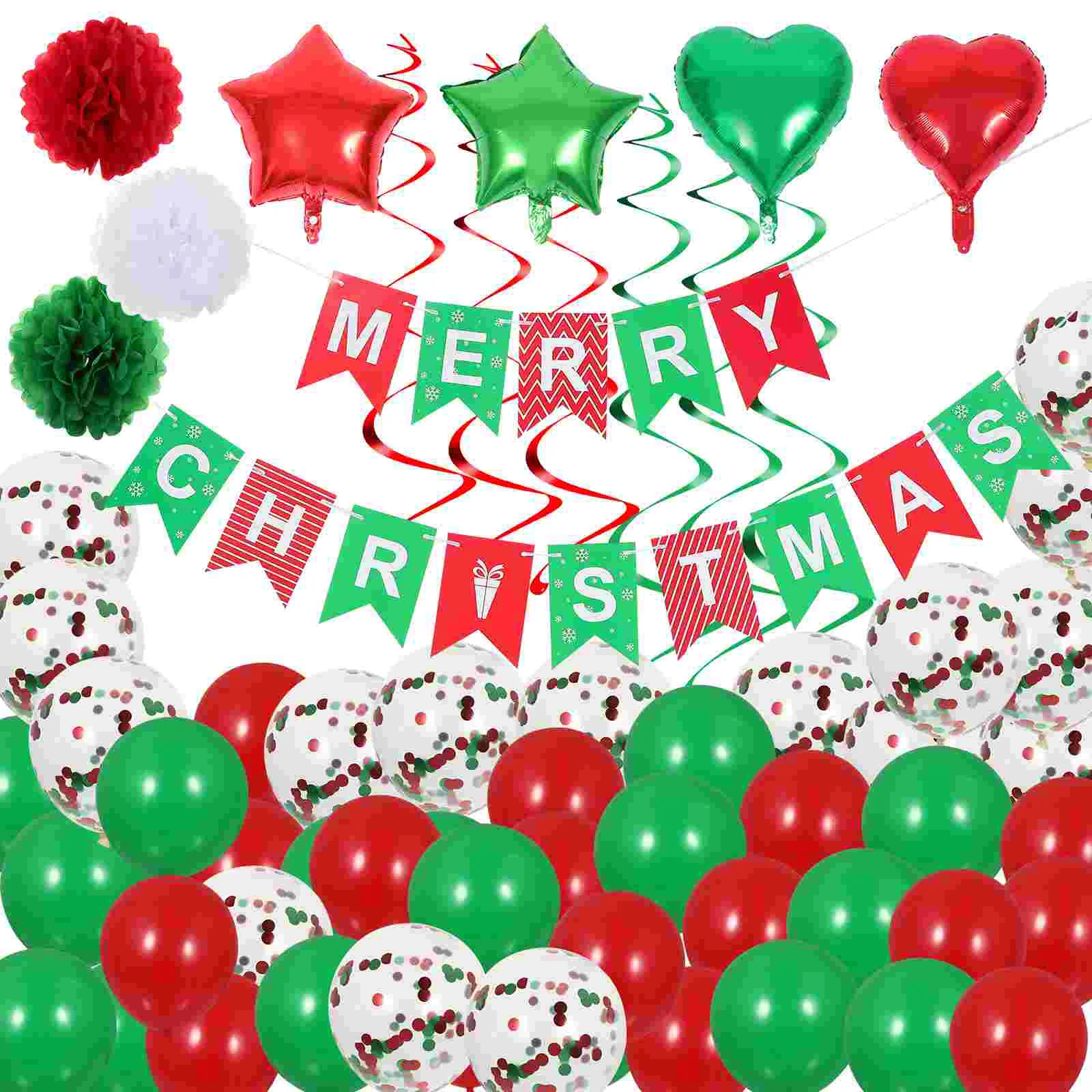

Christmas Balloons Party Banner Decorations Tissue New Poms Pom Paper Red Greenpennant Props Garland Year