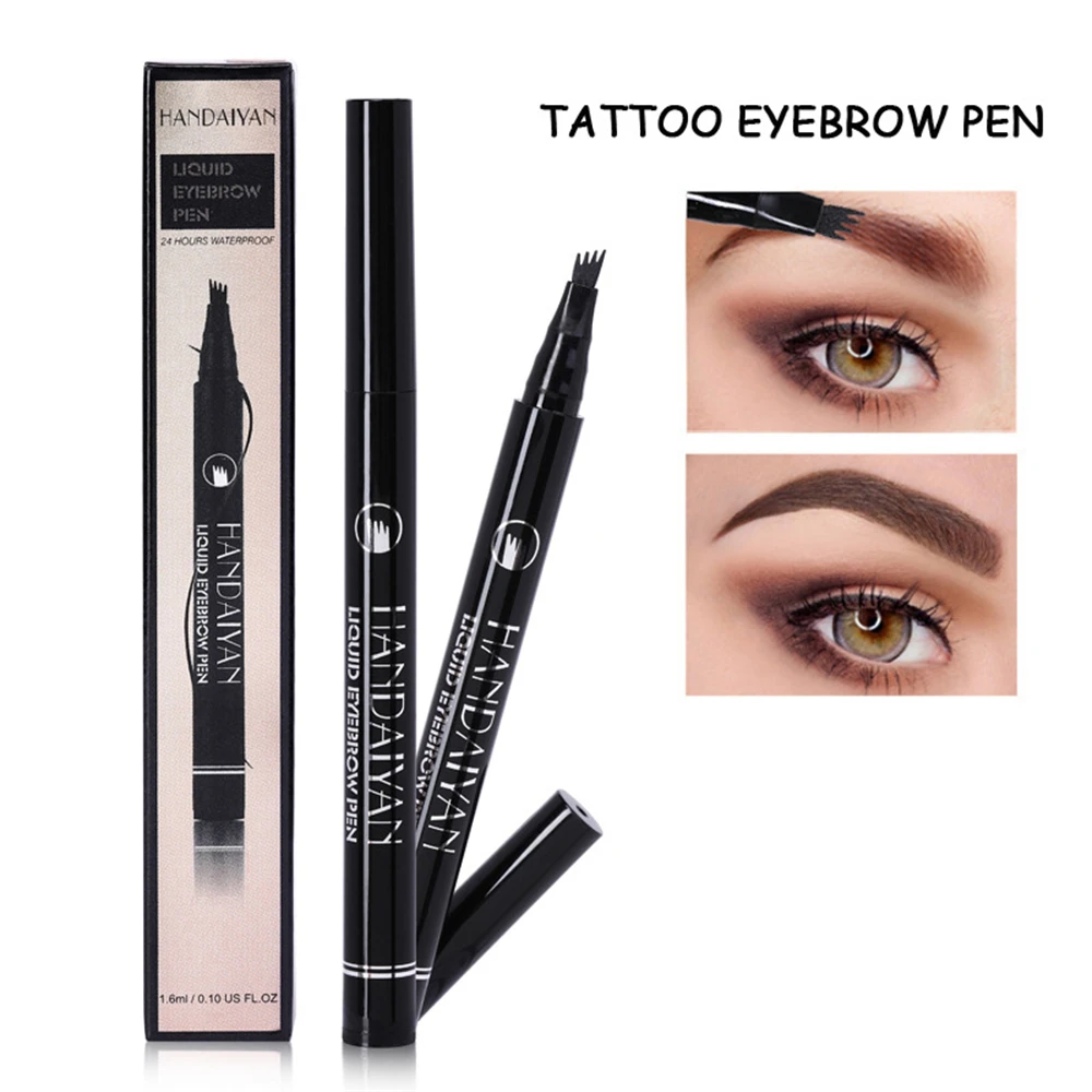 

Four-Headed Tattoo Eyebrow Pen Waterproof Sweat-Proof Liquid Eyebrow Pencil Non-Fading 4-Fork Eyebrow Pencil Makeup Tool