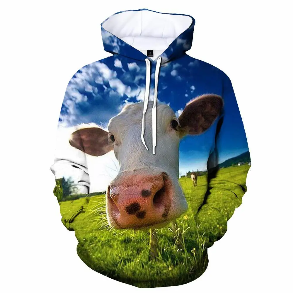 

New And Interesting Dairy Farming 3d Printing Men's Children's Pullover Top Farm Animal Fashion Creative Street Thin Hoodie