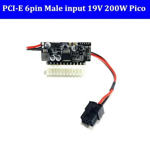 

PCI-E 6pin male input PSU 19V 200W Pico ATX Switch Mining PSU 24pin MINI ITX DC to ATX PC Power Supply For Computer