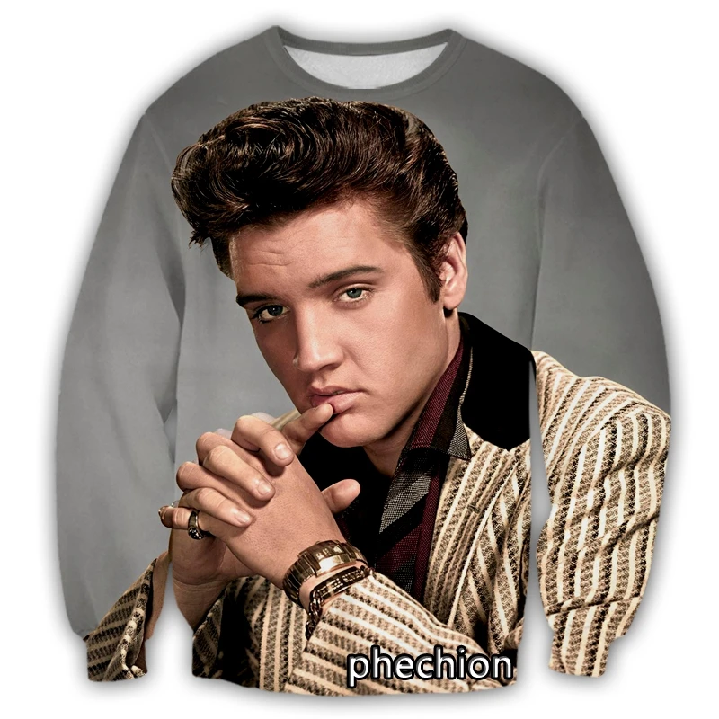 

phechion New Men/Women 3D Printed Elvis Presley Casual Sweatshirt Fashion Streetwear Men Loose Sporting Sweatshirt D12