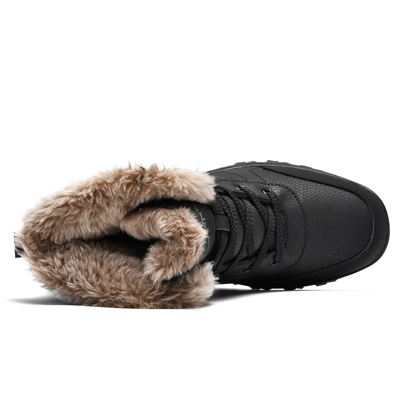 HIKEUP Outdoor Hiking Shoes Padded High-top Warm Casual Cotton Shoes Men Tactical Military Snow Boots Genuine Leather