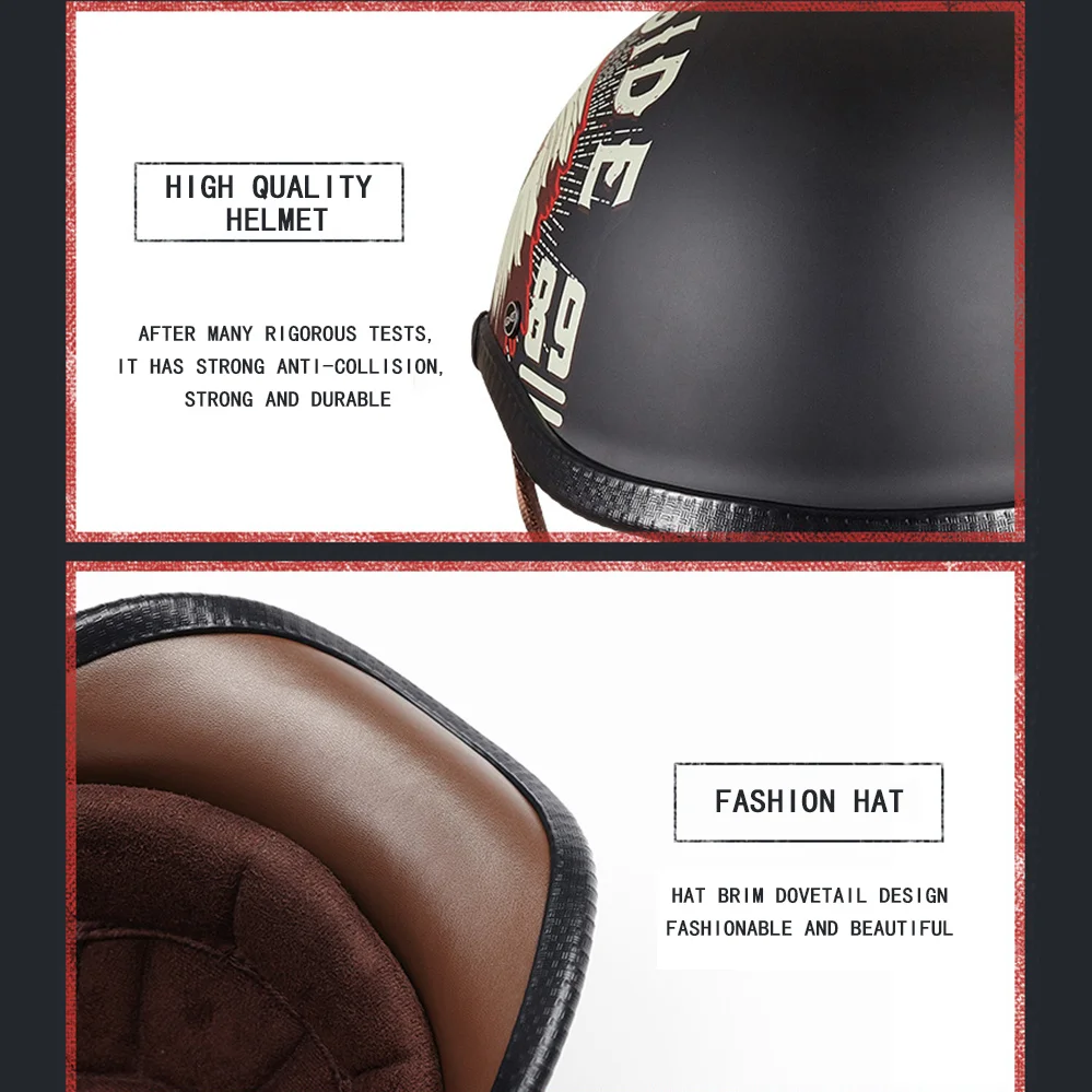 Мотоциклетный шлем GXT Модный полулицевой в стиле ретро для езды на велосипеде