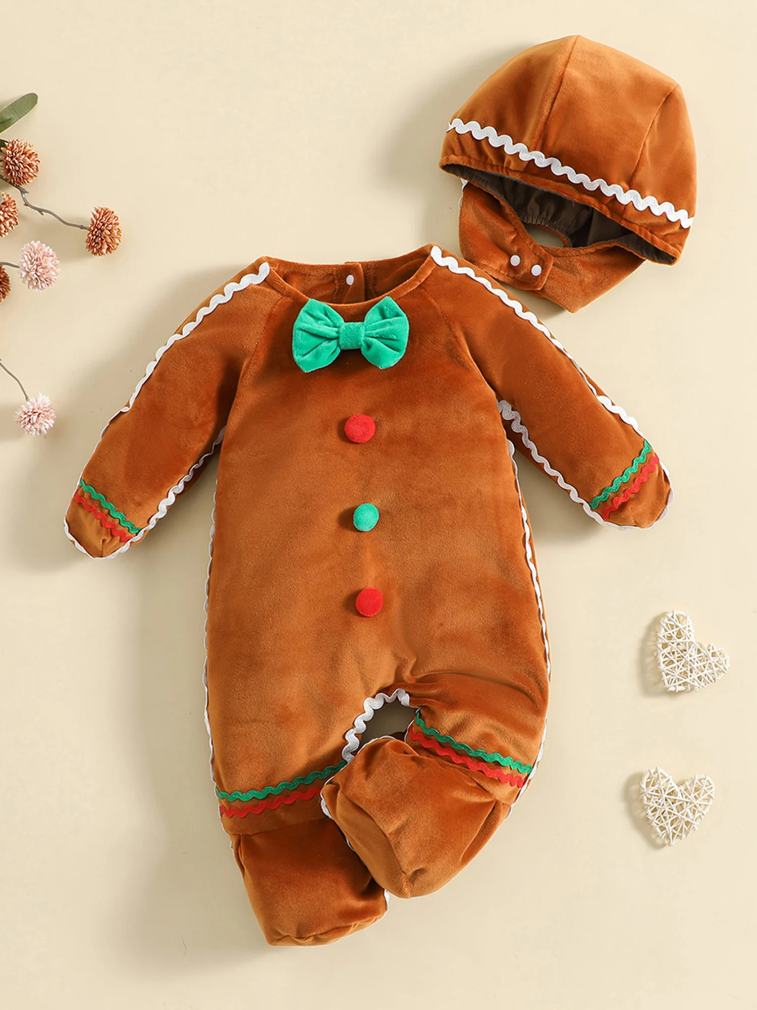 

Christmas Gingerbread Man Costume for Infants and Toddlers - Adorable Romper for Boys and Girls Perfect for Cosplay