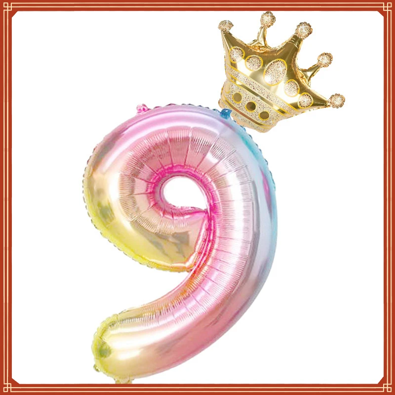 

New in 2022 32inch Number Foil Balloons Digit air Ballon Kids Birthday Party Festival Party anniversary Crown Decorations Suppli