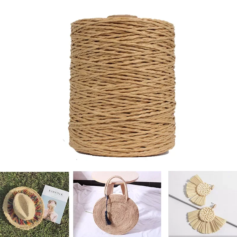 

NEW2022 Colorful Threads Natural Raffia 280M Straw Yarn for Summer Hand Knit Crochet Hat Handbag Cushion Baskets Knitting Materi
