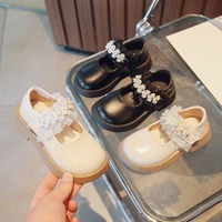 childrens leather shoes girl princess brand new 2022 pearl flat bottom comfortable round head luxury brand four seasons
