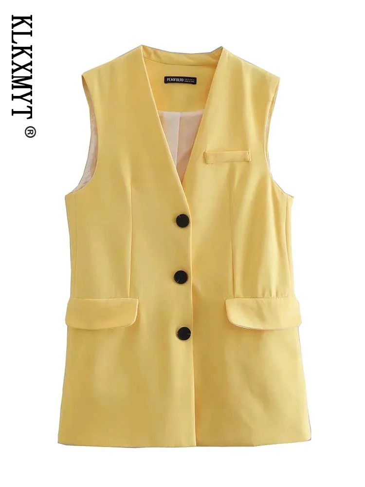 

Klkxmyt Traf женский костюм жилет куртки 2022 Весна Осень Новая мода женские офисные наряды без рукавов однотонный жилет верхняя одежда