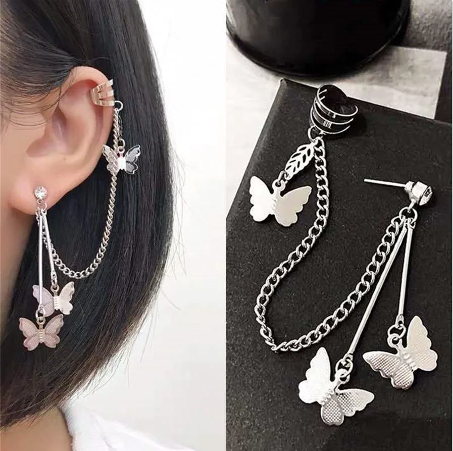 2022 модные геометрические серьги-клипсы с бабочкой для подростков женские ушные