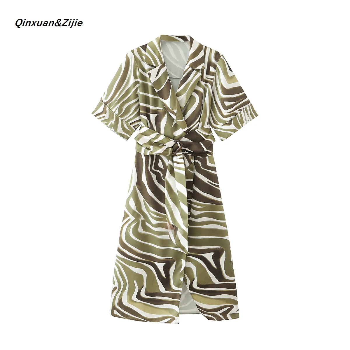 

Женское шифоновое мини-платье Q & Z, винтажное платье с V-образным вырезом, принтом кешью, длинным рукавом и вырезами, элегантные платья