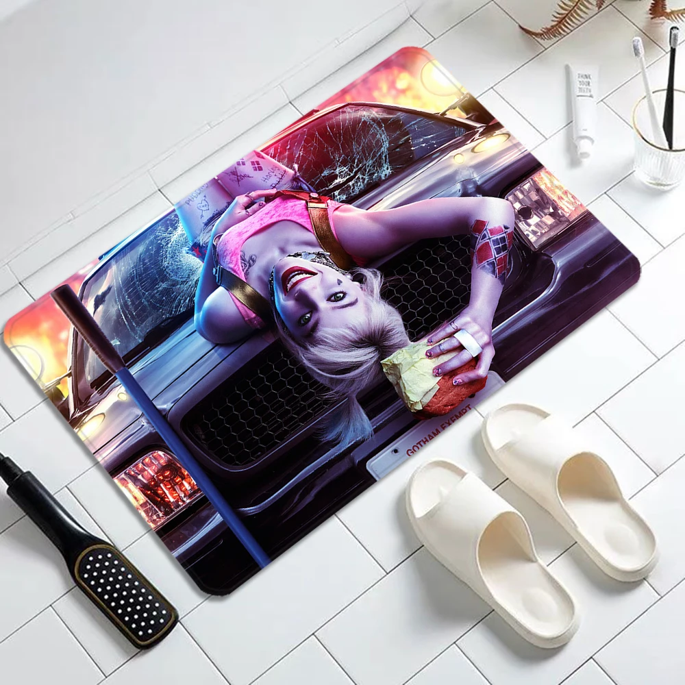 

Sexy Beauty Girl Harley Quinn Floor Carpet for Bathroom Living Room Front Door Mats Flannel Kitchen Rugs Hallway Entrance Mat