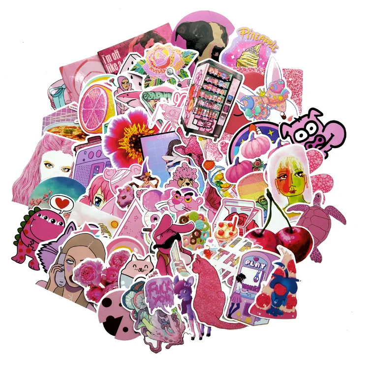 

64 Pcs/pack of Pink Sweet Girly Heart Cute Pig Four-leaf Clover Cartoon Anime Stickers DIY Children's Toys Kawaii Girl Gift