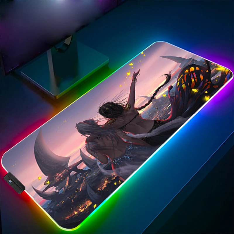 

Deskpad Gamer Keyboard Pad Pc Gaming Computers Anime Accessories Computer Desk Carpet Mouse Pads Backlit Mat For Office Diy Mats