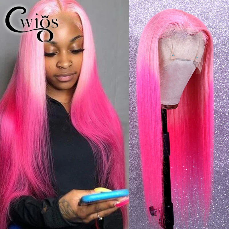 

Длинный прямой розовый фиолетовый синий цвет Омбре фронтальный синтетический бесклеевой прозрачный 13X 4 кружевной передний парик для чернокожих женщин косплей