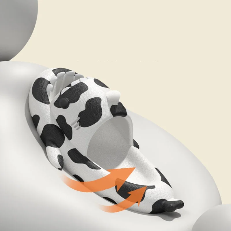 Funny Graffiti Cow Shark Slipper Women's Non Slip Home Shoes Ultra Weightlight Flip Flop Woman Cloud Boat Slipper Big Size 43 44