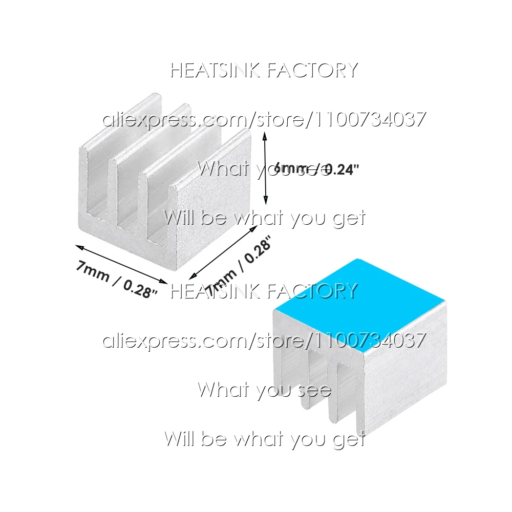 Бесплатная Доставка без ленты/с термолентой алюминиевый радиатор 7x7x6 мм для Raspberry