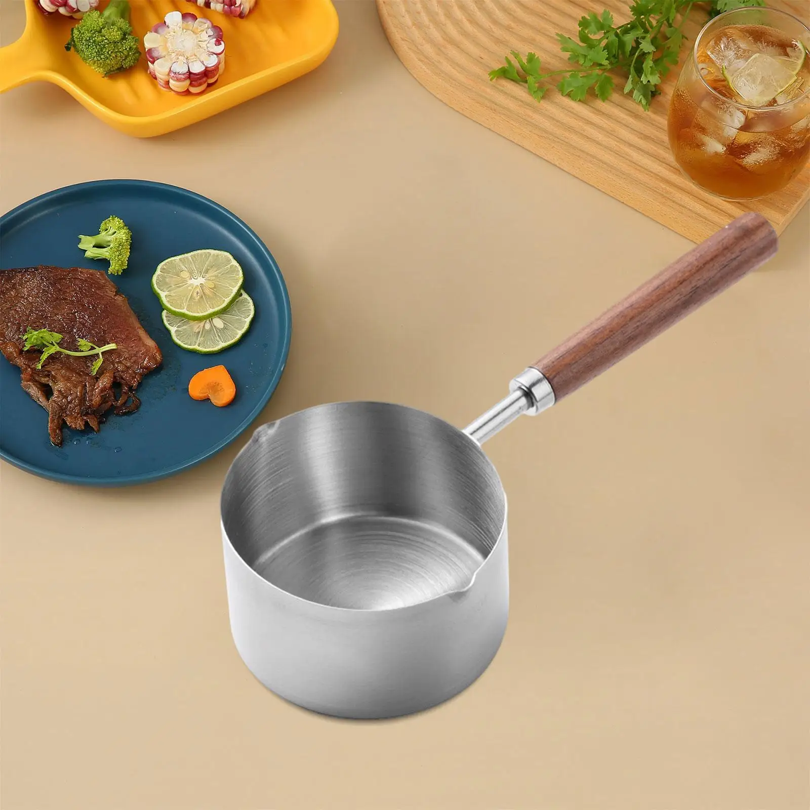 Hot Oil Small Pot Stainless Steel Milk Omelet Pan Pouring for Camping Kitchen Home Burning