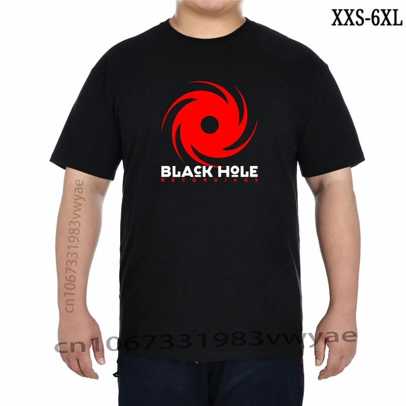 New Black Hole Recordings Trance Music Logo Men' Black TShirt Size  Hip Hop  Clothing Cotton Short Sleeve T Shirt XXS-6XL
