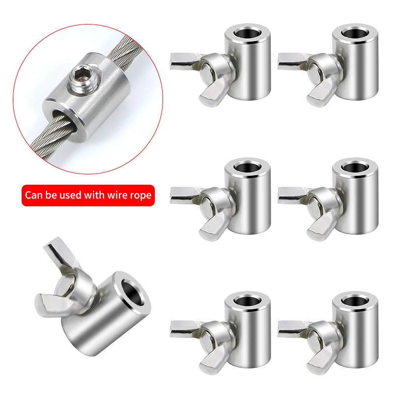 

10 шт. металлических зажимов из нержавеющей стали 304, регулируемые кабельные зажимы, крепежи для стальных тросов, зажимы с одним отверстием 2/3/4/5/6/8/10 мм.