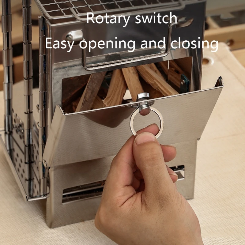 Мини уличная дровяная печь портативная для кемпинга пикника барбекю складной