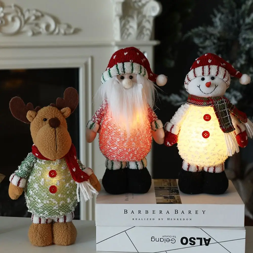 

Glowing Christmas Standing Doll Happy New Year Santa Claus Elk Christmas decorations Handmade Snowman Party Gifts Children