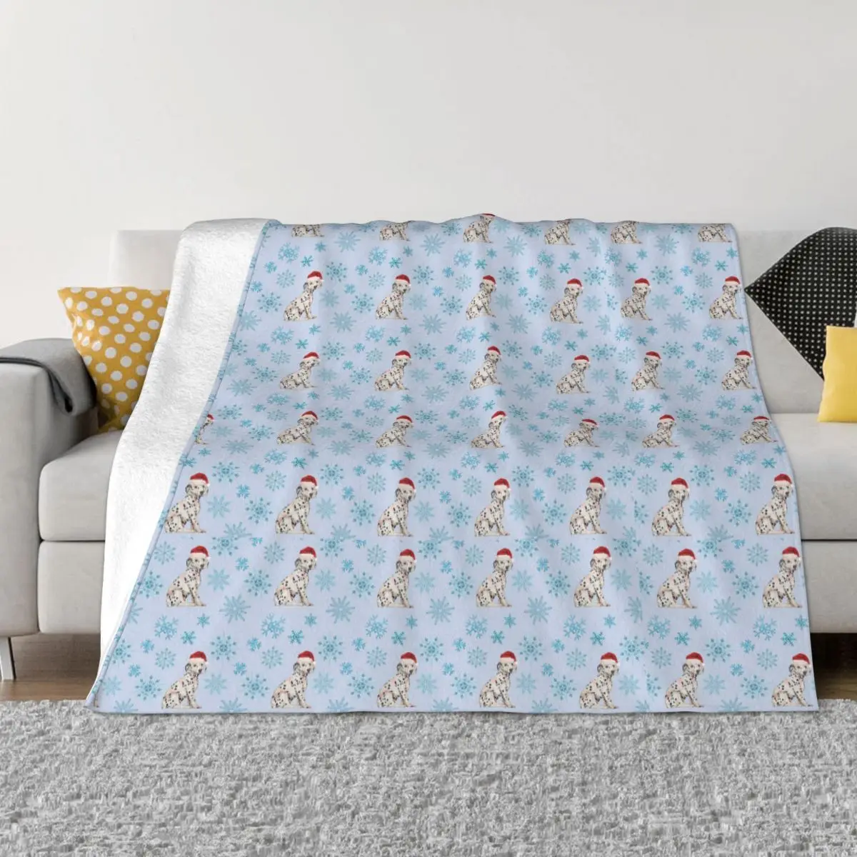 

Cute Dalmatian Dog Plaid Blankets Sofa Cover Fleece Print Blue Animal Portable Thin Throw Blankets for Sofa Office Bedspread