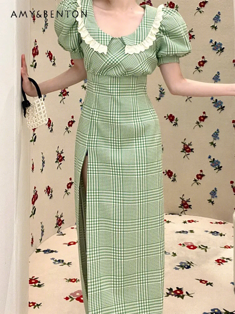 2023 Early Spring New Women's Clothing Gentle Temperament Doll Collar Dress Retro Fashion Slim Fit Slimming High Waist Dress