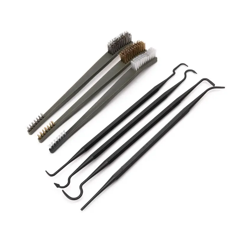 

2022 New Gun Hunting Rifle Cleaning Kit 3pcs Steel Wire Brush + 4pcs Nylon Pick