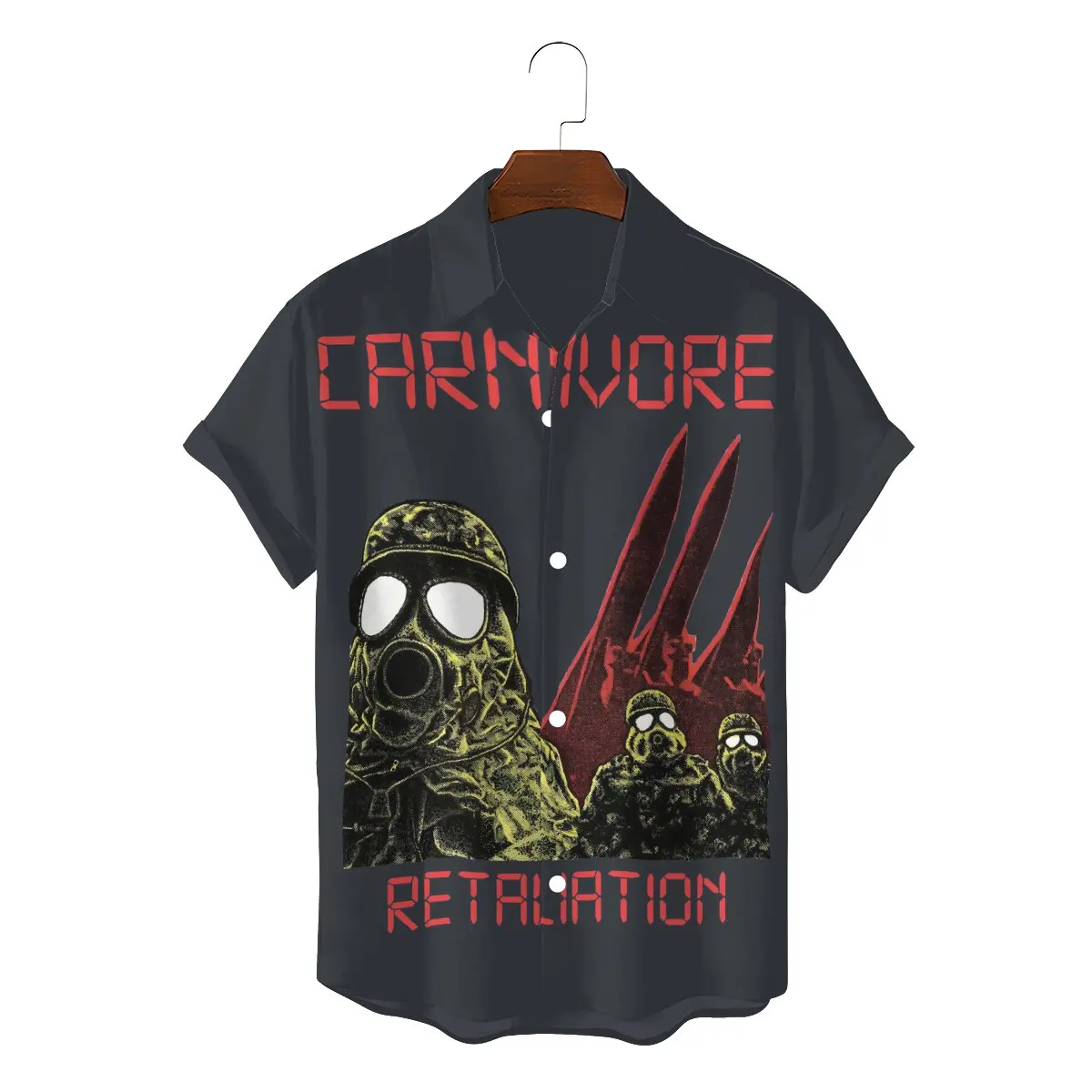 

Carnivore 2022 Man's Fun Hawaii Shirts Doom Doomguy UAC Slayer Hayden Pierce FPS Short Sleeve Single breasted D Shirt