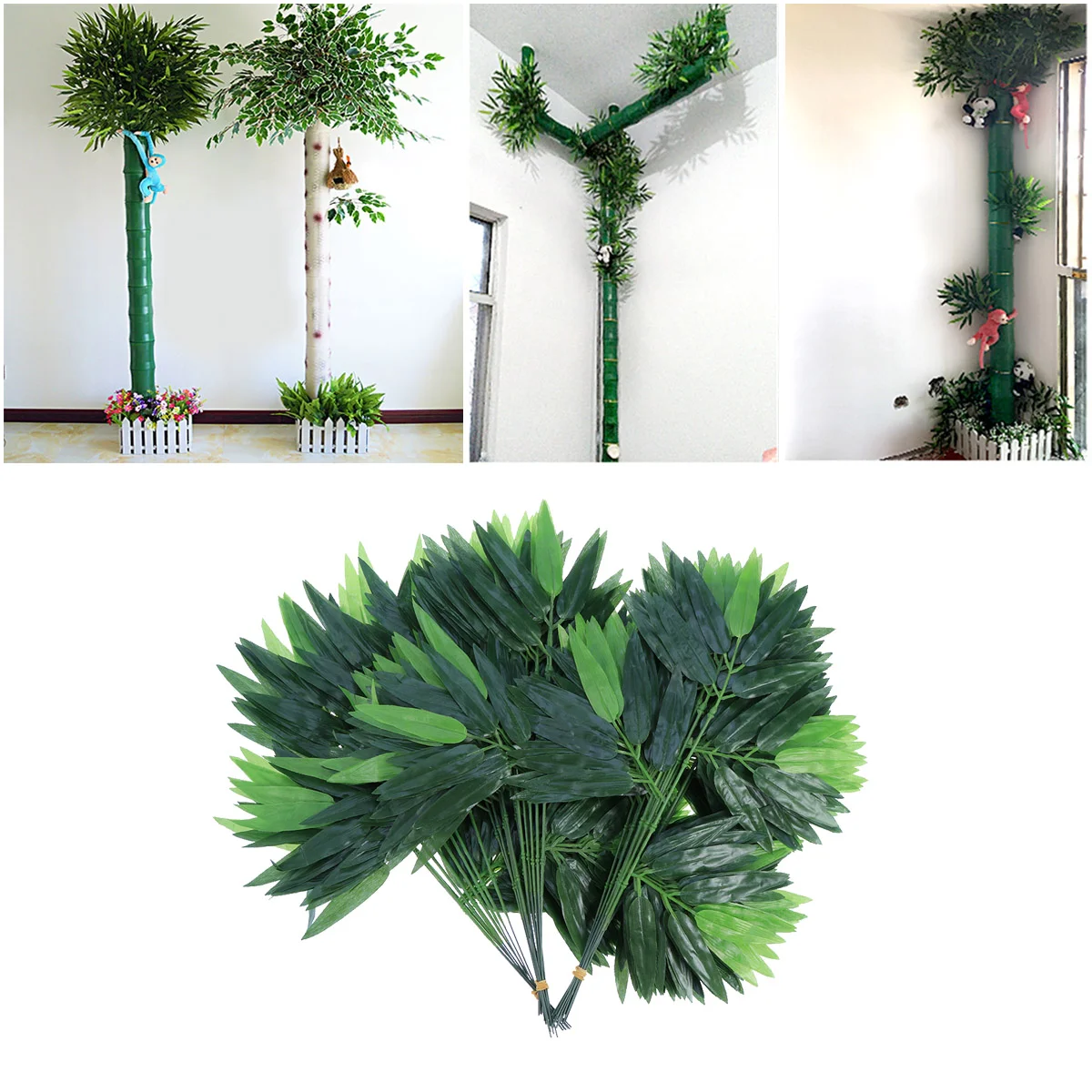 

50 Pcs Home Décor Fake Bonsai Leaves Flower Vases Decorative Palm Tree Leaves Green Home Decor Faux Fake Tree Leaf Olive Branch