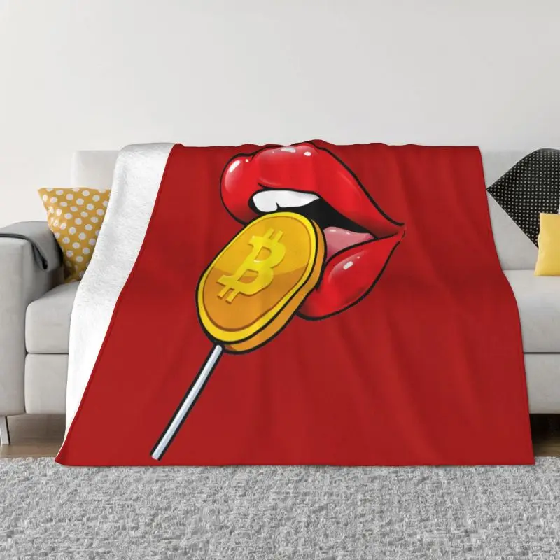 

Bitcoin Lollipop Blanket 3D Printed Soft Flannel Fleece Warm BTC Cryptocurrency Throw Blankets for Car Bedroom Couch Bedspreads